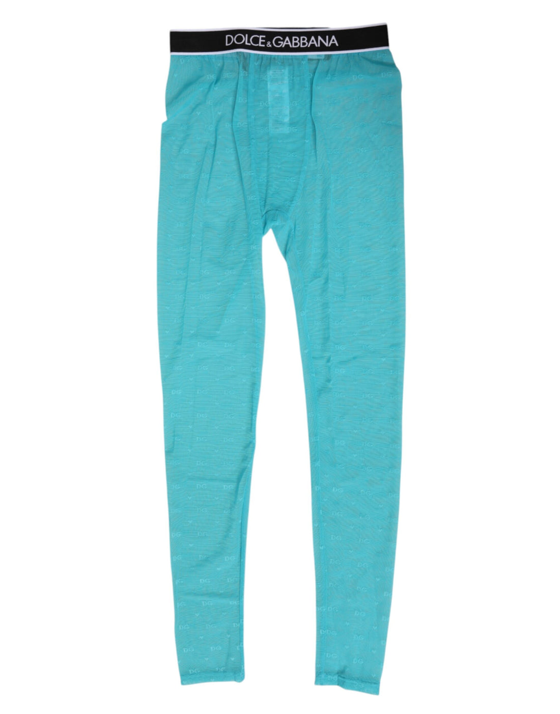 Light Blue Nylon Logo Lace Leggings Pants Underwear