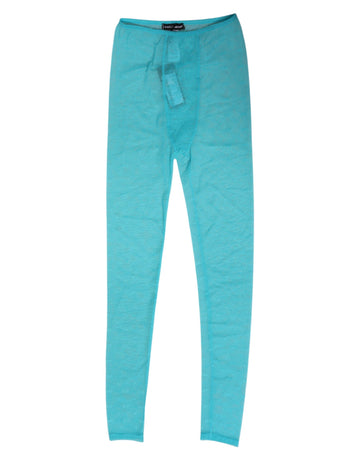Light Blue Nylon Logo Lace Leggings Pants Underwear