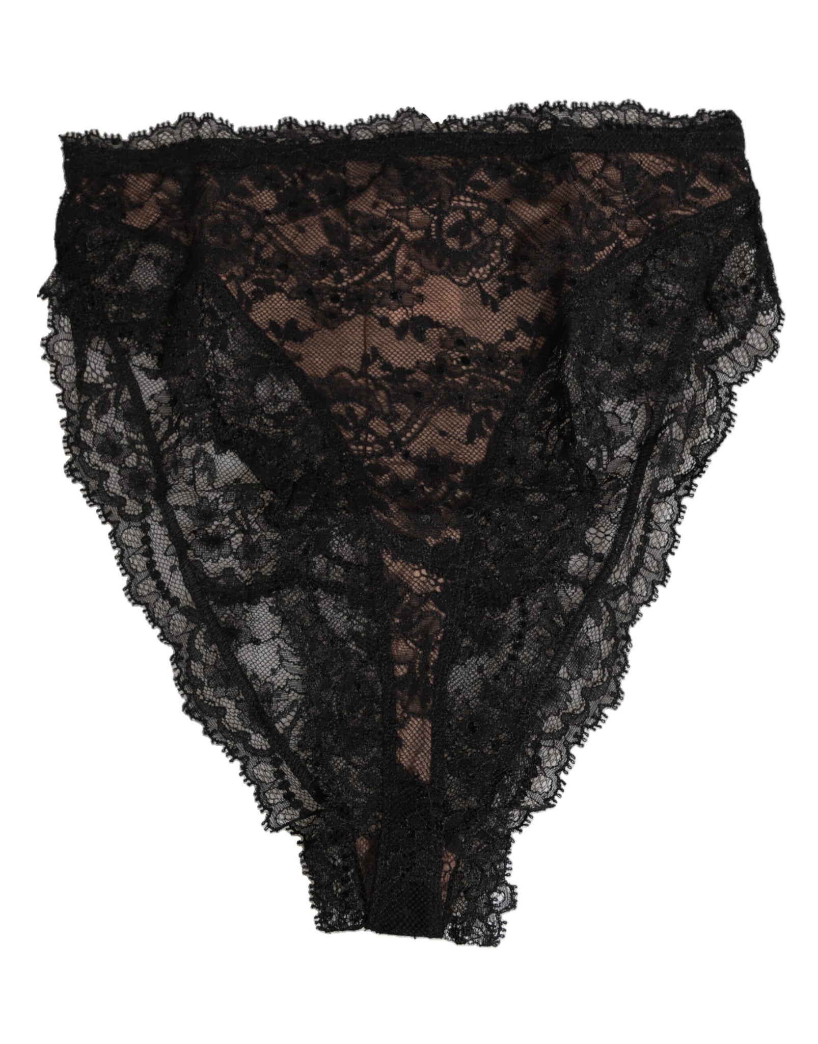 Black Floral Lace Mesh High Brief Panty  Underwear