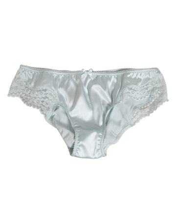 Gray Silk Satin Floral Lace Panty Brief Underwear