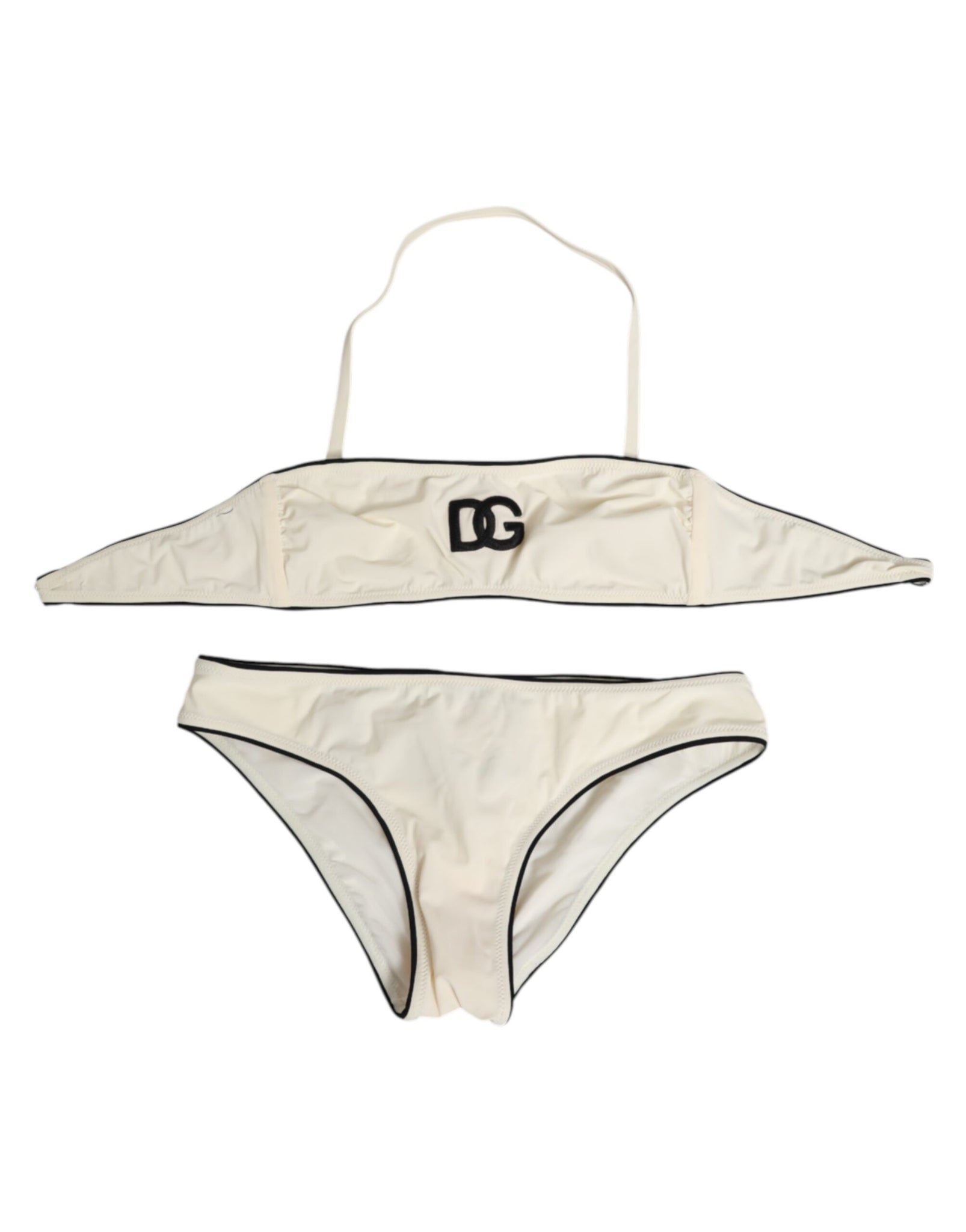 Beige Logo Swimsuit 2 Piece Top Bottom Swimwear