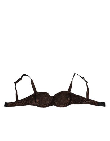 Brown Silk Underwired Balconette Bra Underwear