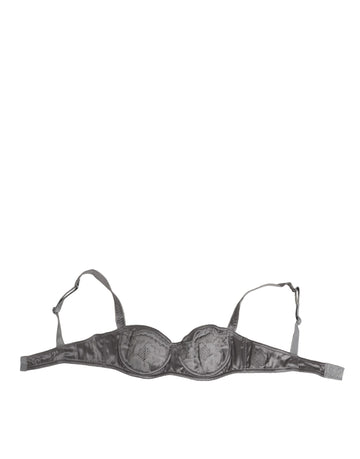 Gray Silk Underwired Balconette Bra Underwear