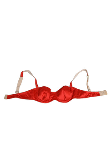 Red Silk Satin Underwire Bra Semi-Pad Underwear