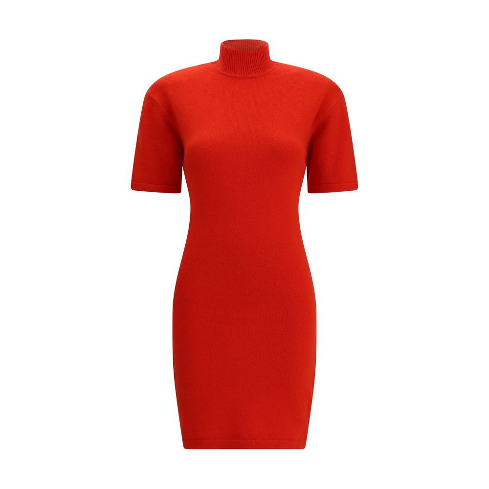 Red Merino Wool Casual Dress