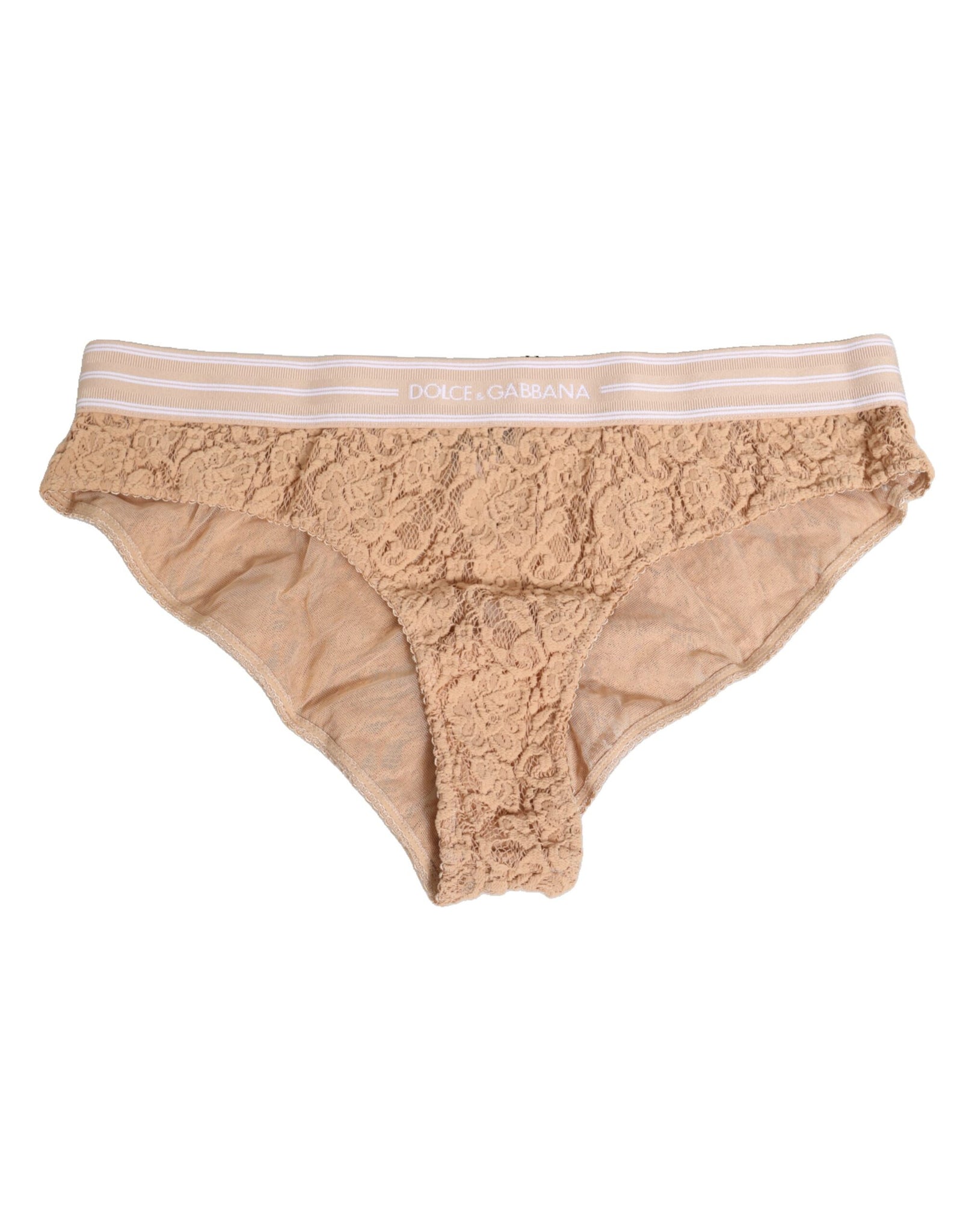 Beige Lace Nylon High Waist Panty Underwear