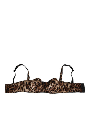 Brown Leopard Silk Balconnet Bra Underwear