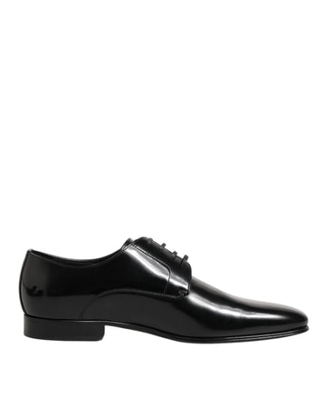 Black Calfskin Leather Derby Men Dress Shoes