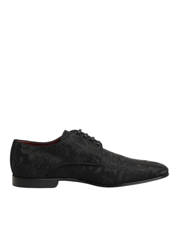 Black Brocade Lace Up Derby Men Dress Shoes