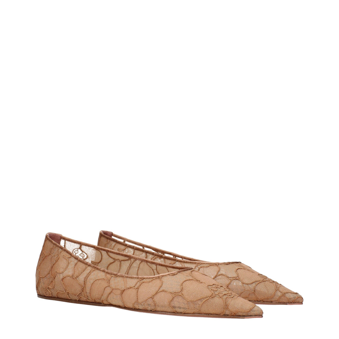 Beige Fabric Ballet Flats