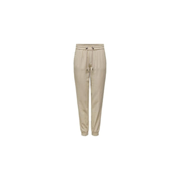 Beige Viscose Casual Pants