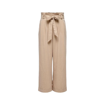 Beige Viscose Casual Pants