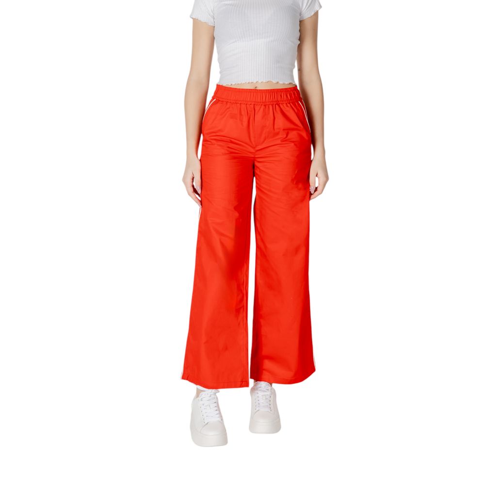 Red Cotton Casual Pants