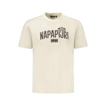 Beige Cotton Men T-Shirt