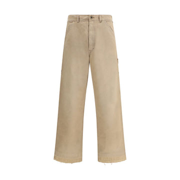 Beige Cotton Casual Pants