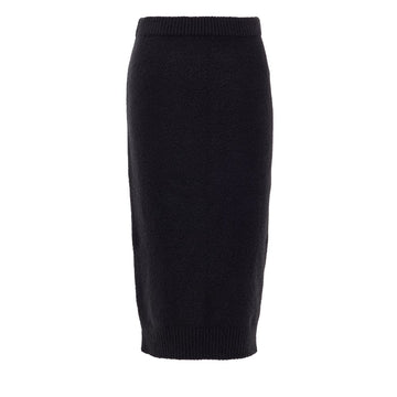 Black Cotton Midi Skirt