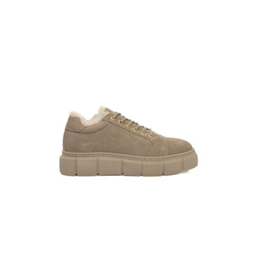 Beige Calfskin Women Platform Sneaker