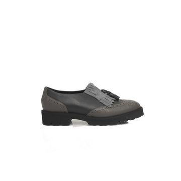 Gray Cowhide Women Loafer