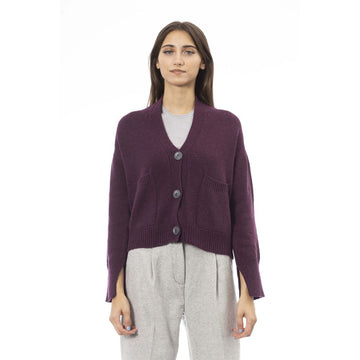 Burgundy Merino Wool Women Cardigan