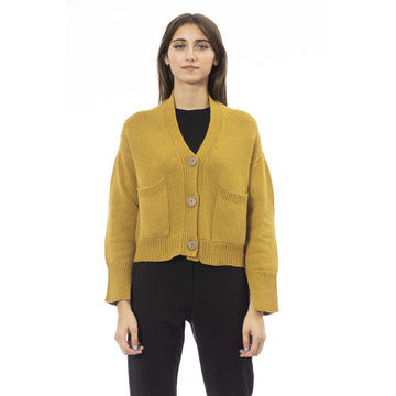 Yellow Merino Wool Women Cardigan