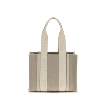 Beige Linen Shoulder Bag