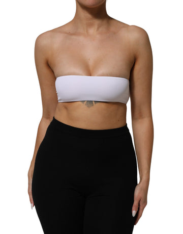 White Nylon Blend Bandeau Strapless Tube Top