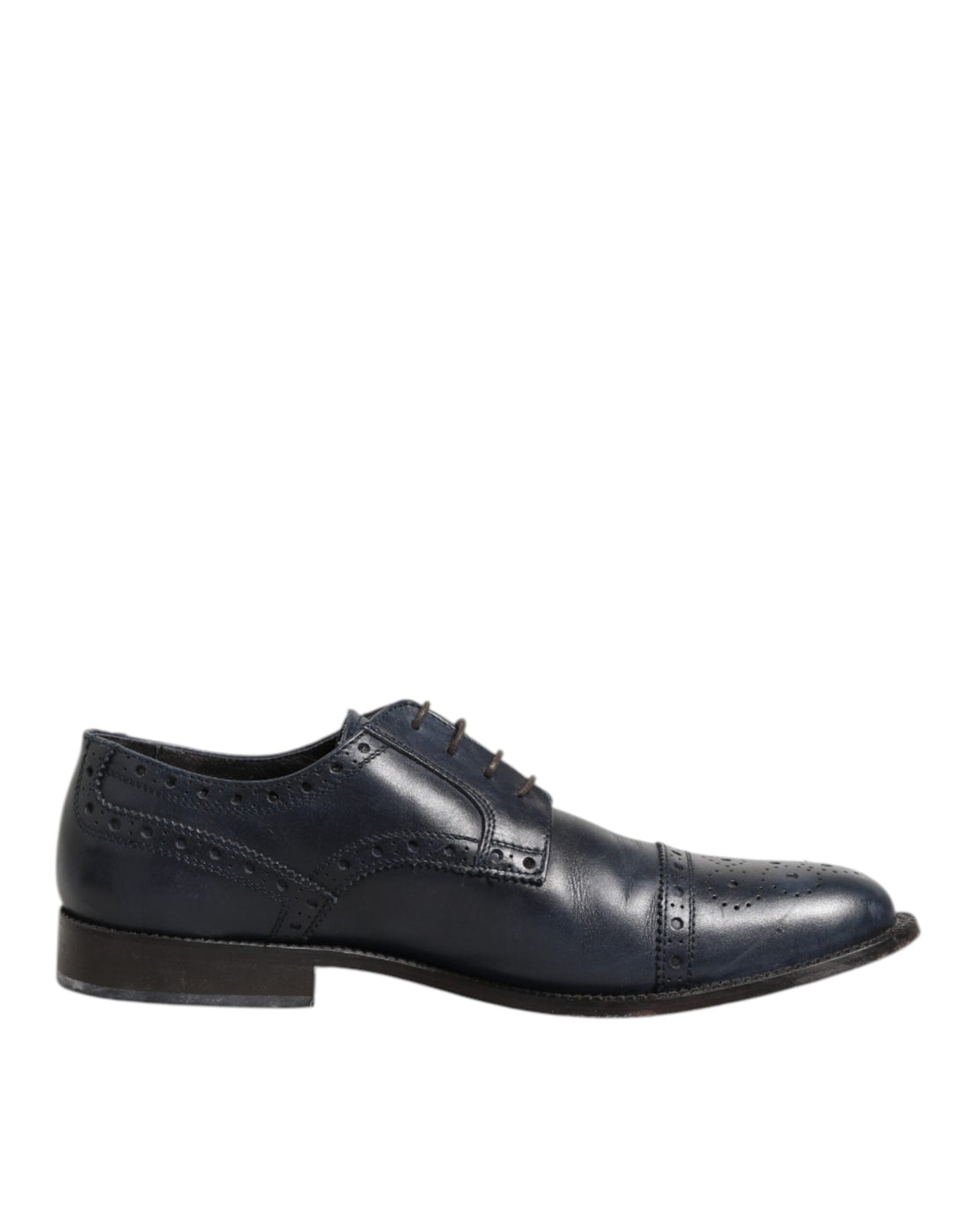 Blue Leather Wingtip Lace-up Formal Derby Shoes