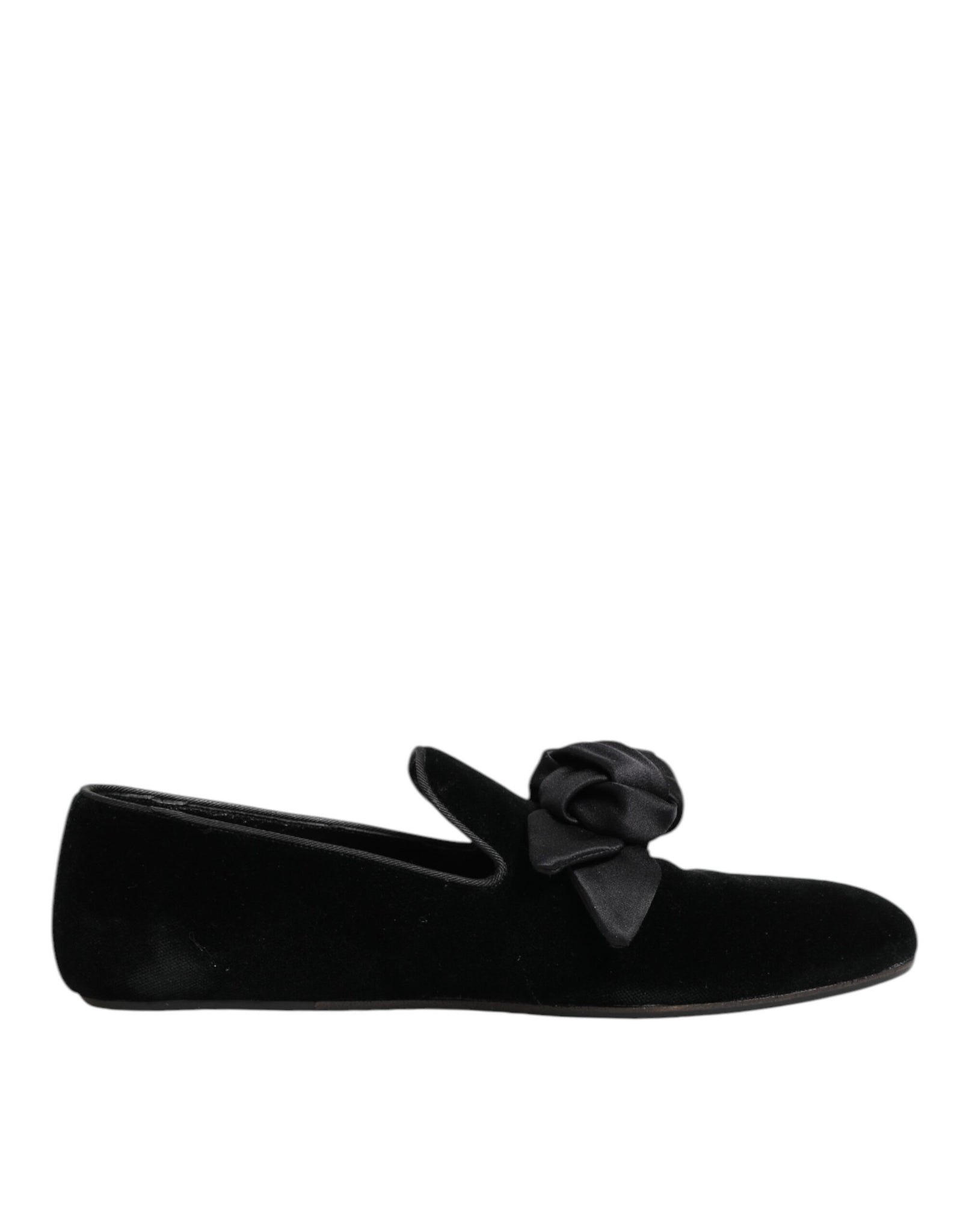 Black Suede Cotton Rose Slip On Loafers Shoes