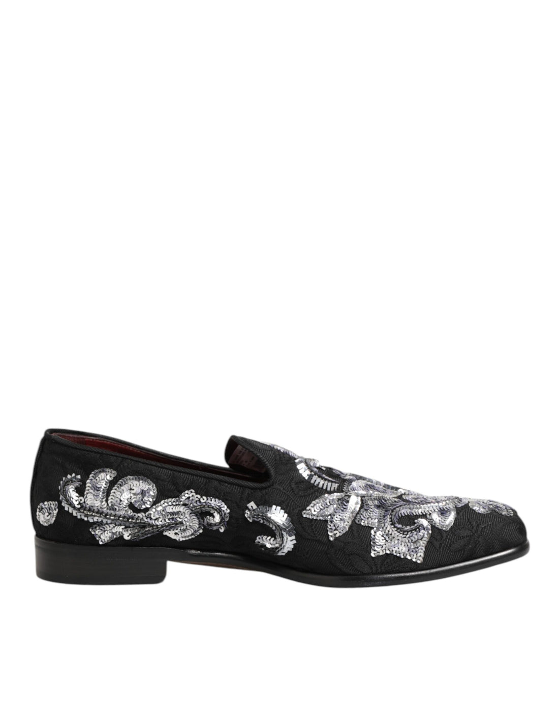 Black Silver Sequined Loafers Men Dress Shoes