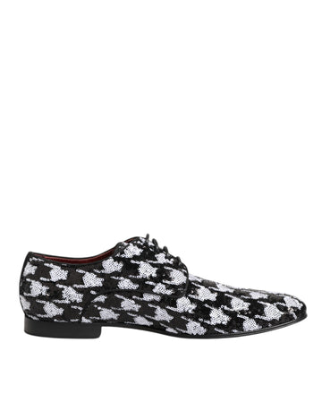 Dress Black White Sequined Lace Up Derby Shoes