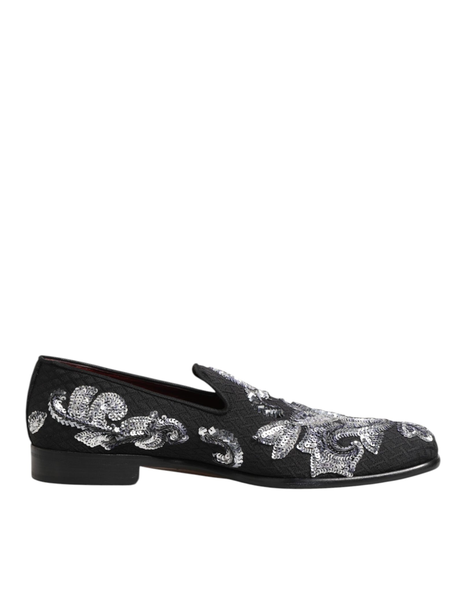 Black Silver Sequined Loafers Men Dress Shoes