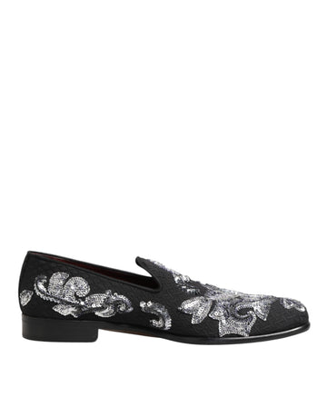 Black Silver Sequined Loafers Men Dress Shoes