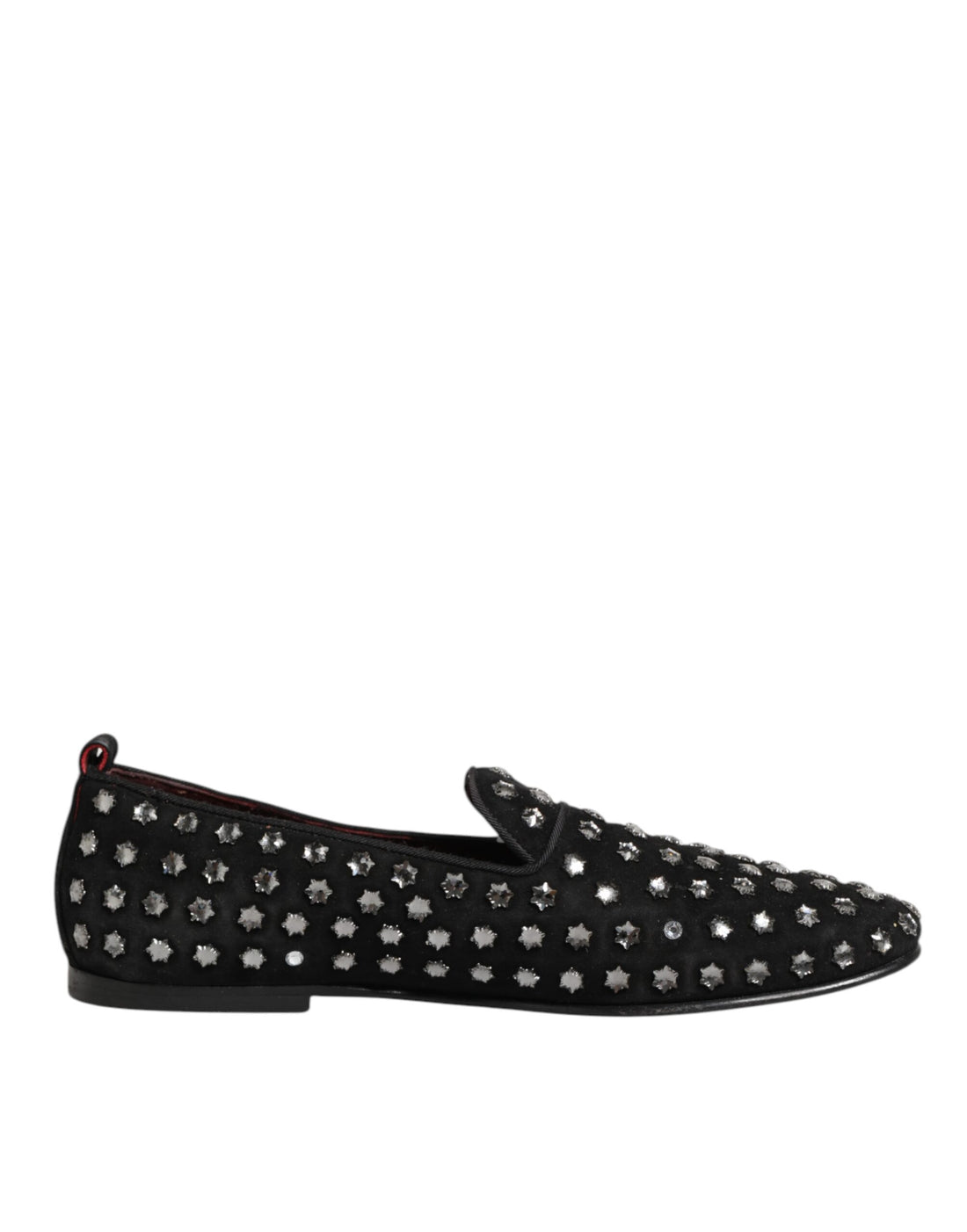 Black Crystal Embellished Loafers Dress Shoes