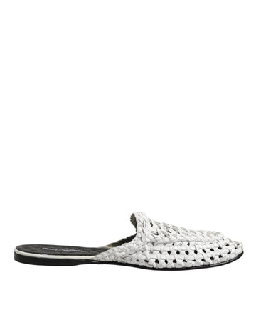White Woven Slides MULES Men Sandals Shoes