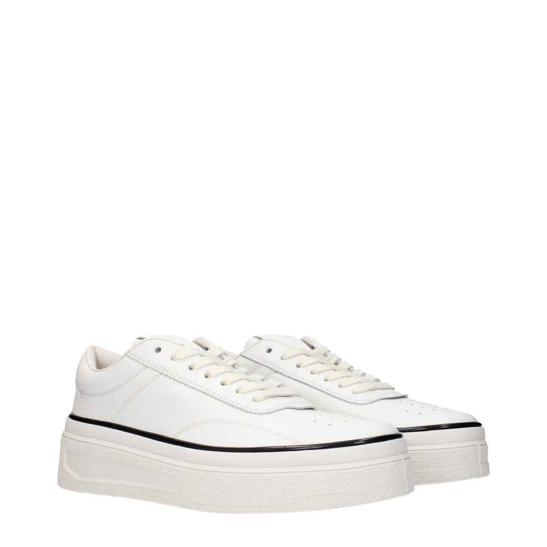 White Leather Platform Sneakers