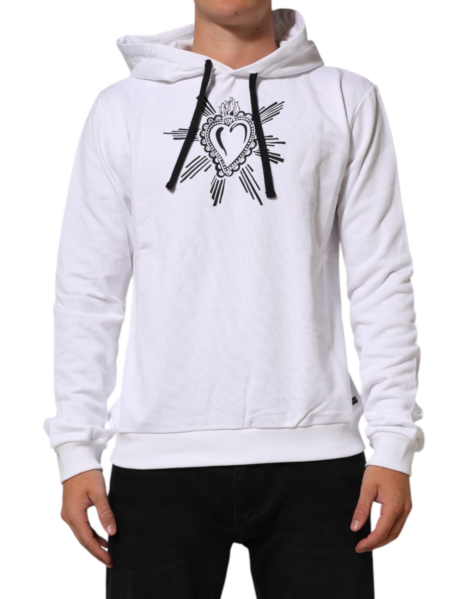White Sacred Heart Hooded Sweatshirt Sweater