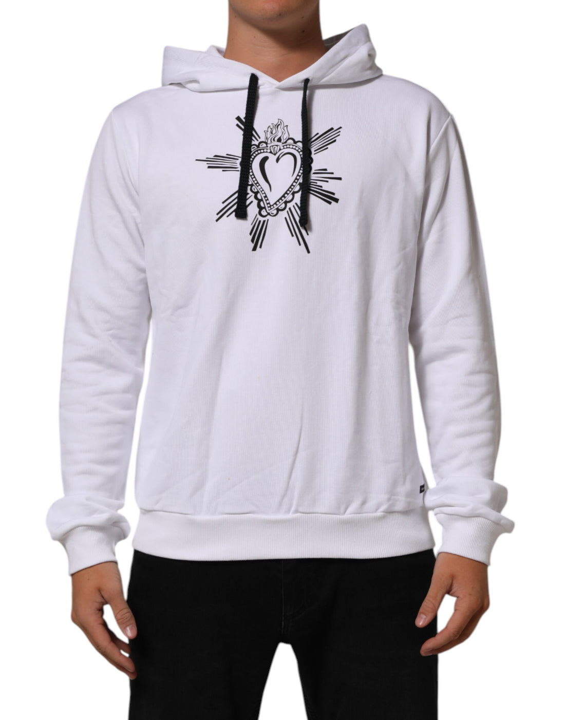 White Sacred Heart Hooded Sweatshirt Sweater