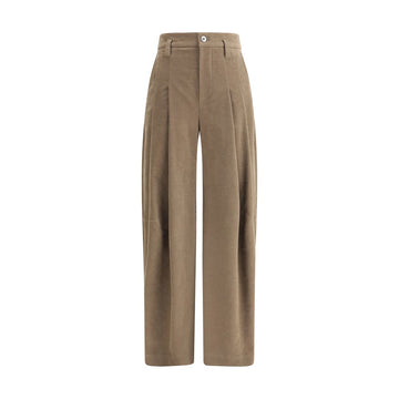 Brown Cotton Casual Pants
