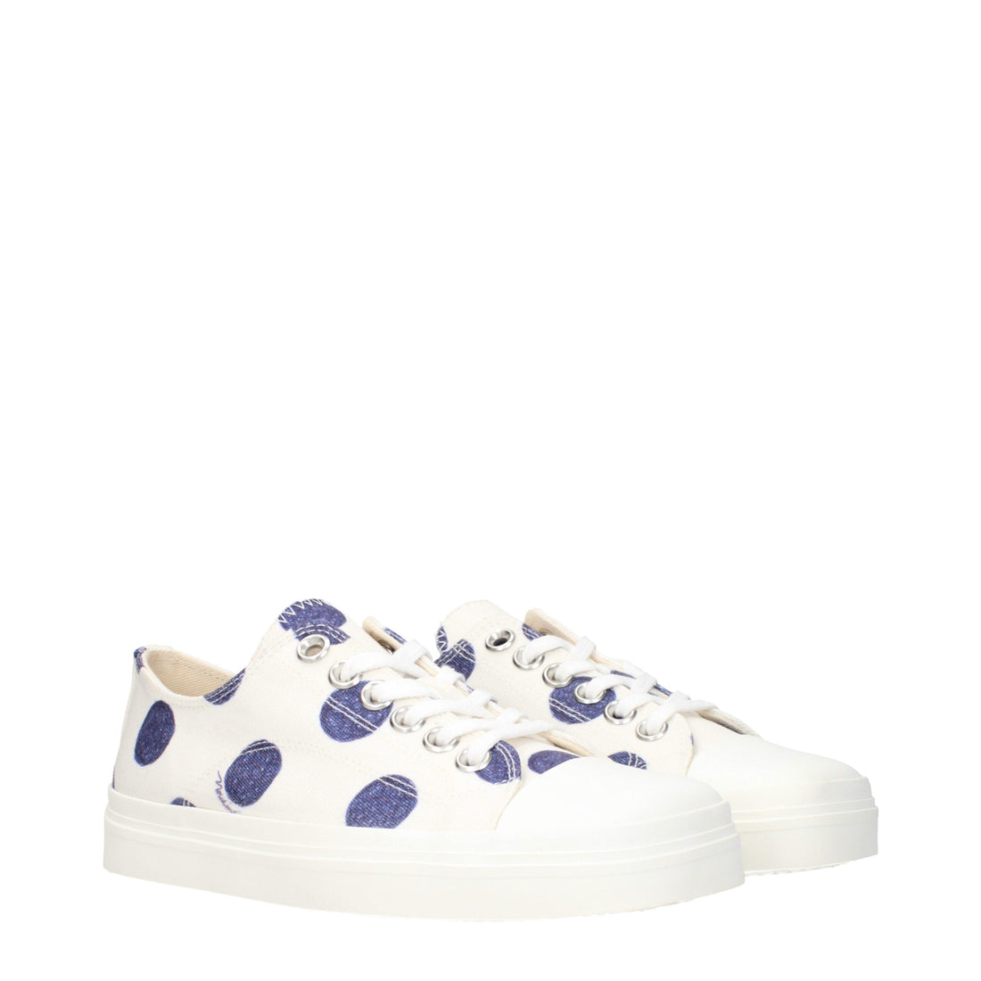White Fabric Low Top Sneakers