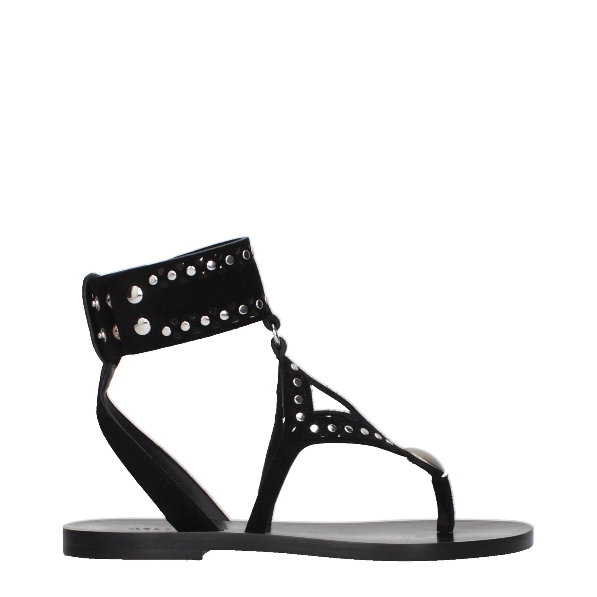 Black Leather Flip-Flop Sandals