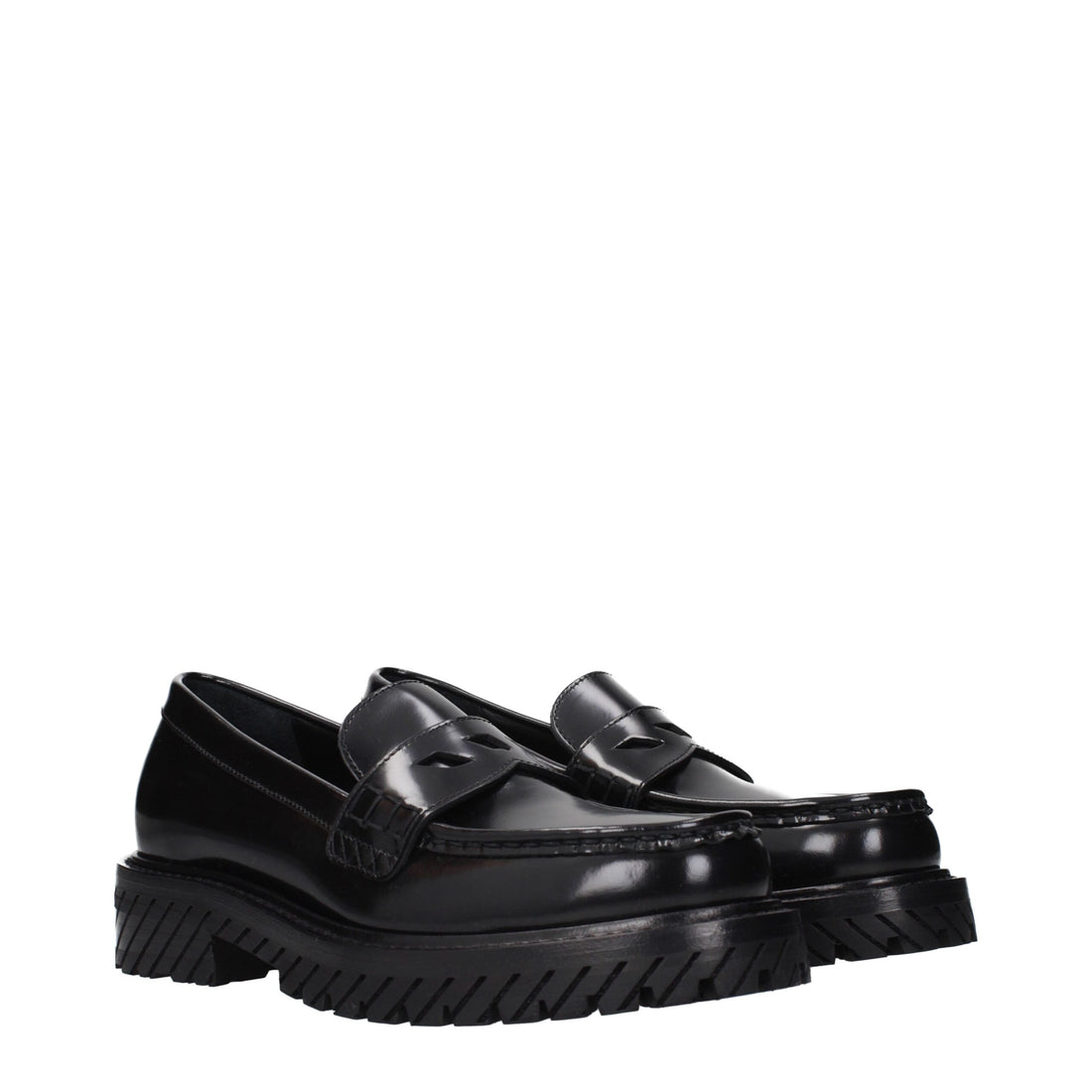 Black Leather Slip-On Loafers