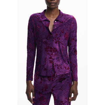 Purple Polyester Women Shirt