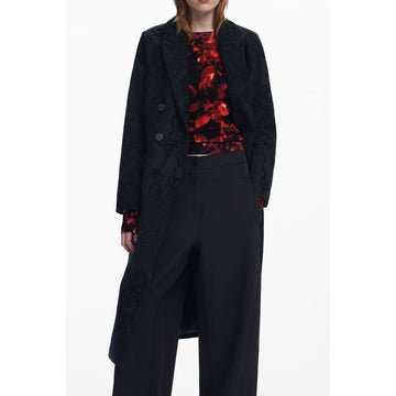 Black Polyester Women Coat