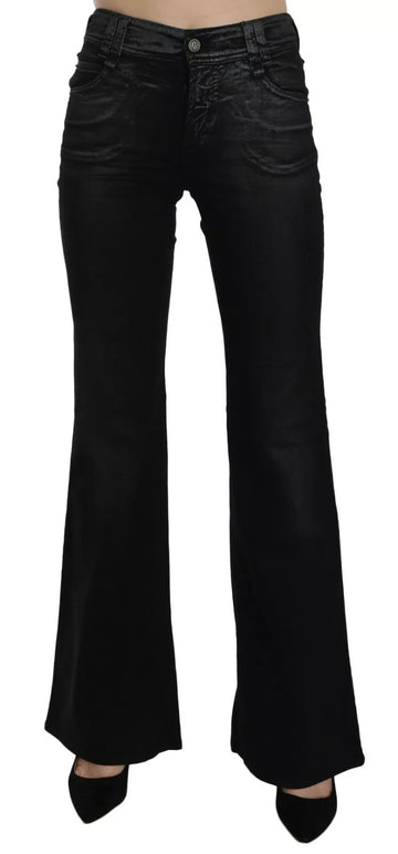 Black Washed High Waist Flared Denim Casual Pants Jeans