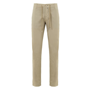 Beige Cotton Casual Pants