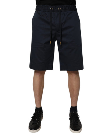 Navy Blue Cotton Stretch Men Bermuda Shorts