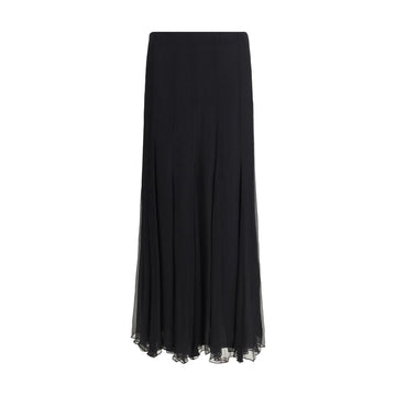 Black Silk Long Skirt