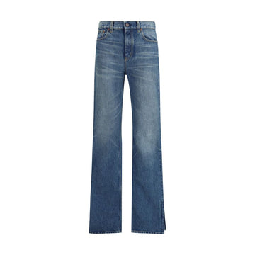 Blue Cotton Straight-Leg Jeans