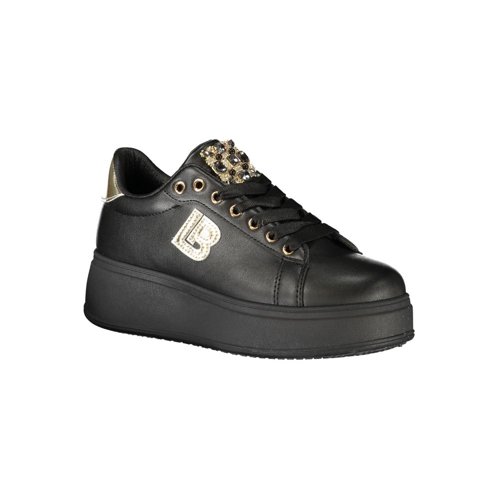 Black Polyester Women Sneaker