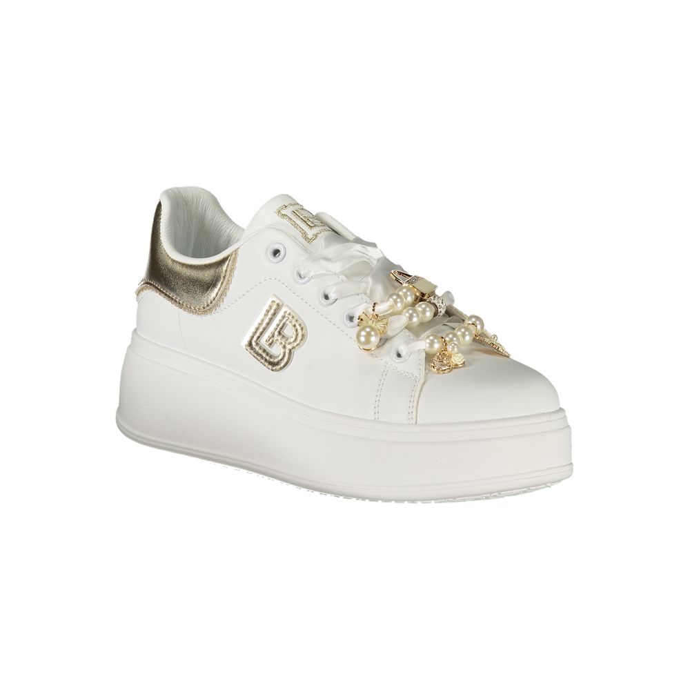 White Polyester Women Sneaker